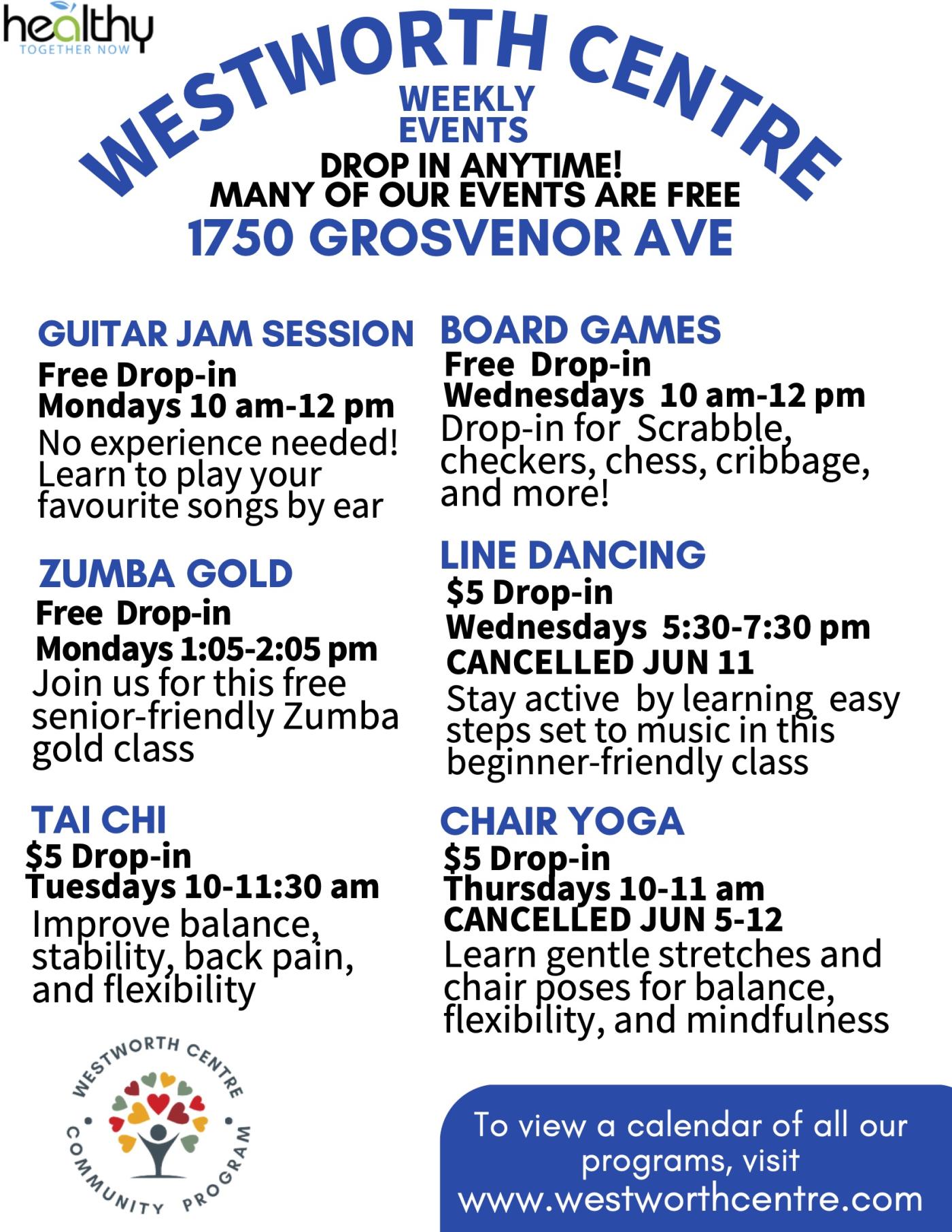Westworth Centre Weekly Events